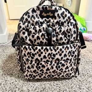 Itzy Ritzy Black and Tan Leopard Backpack